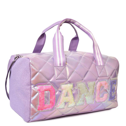 Dance Sequins Metallic Quilted Large Duffle Bag