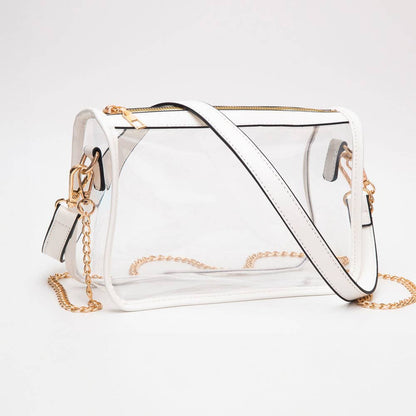 Clear Rectangle Crossbody Bag: Red
