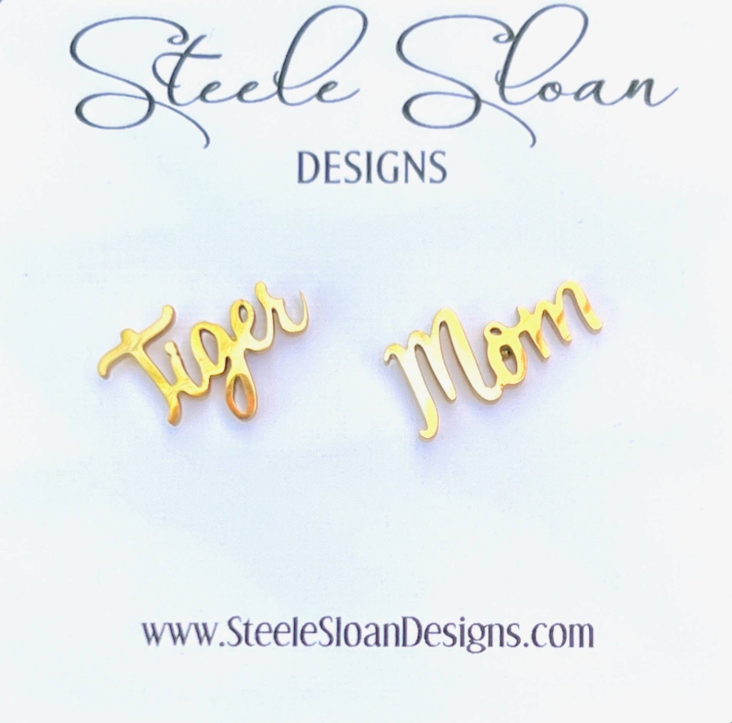 Steele Sloan Designs - Tiger Mom Earrings, Tiger Mother's Day Gift, Tiger Team Mom