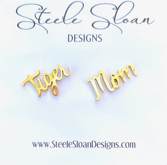Steele Sloan Designs - Tiger Mom Earrings, Tiger Mother's Day Gift, Tiger Team Mom