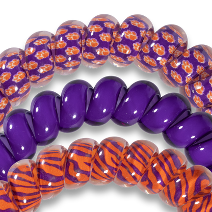 TELETIES - Spiral Hair Coils | Large | Clemson University Hair Ties