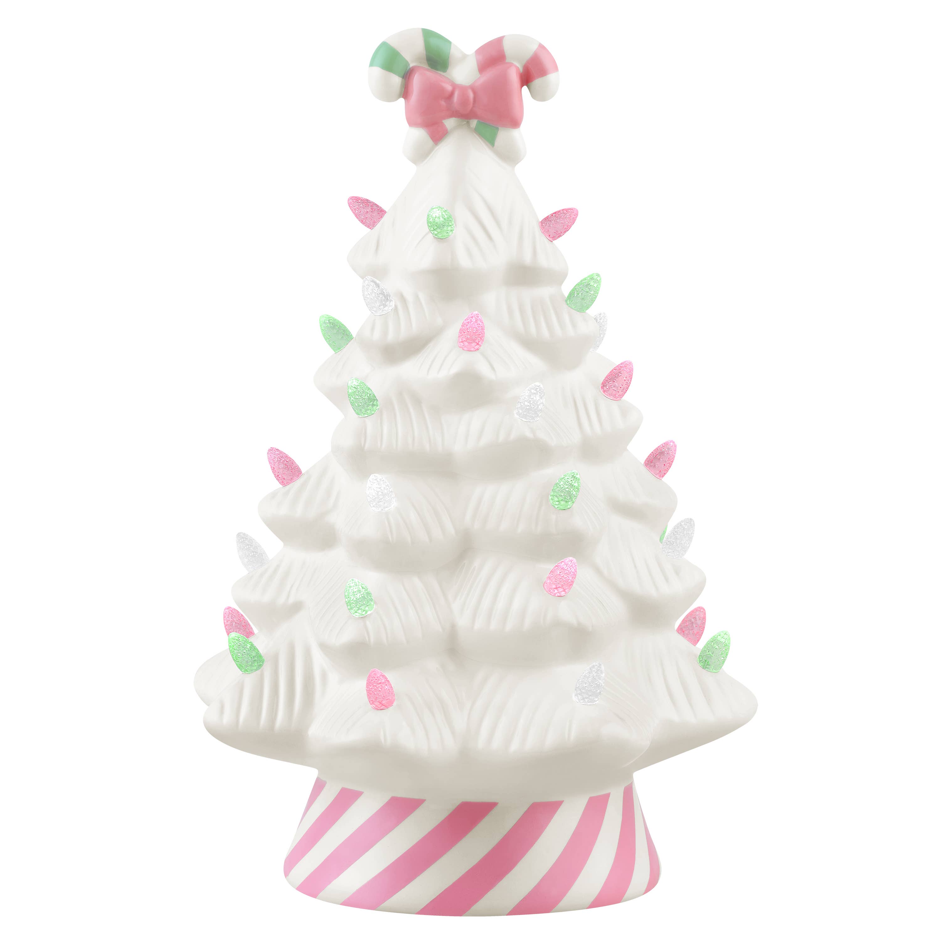 Mr. Christmas 12 in. Nostalgic Ceramic Pink Candy Cane Tree