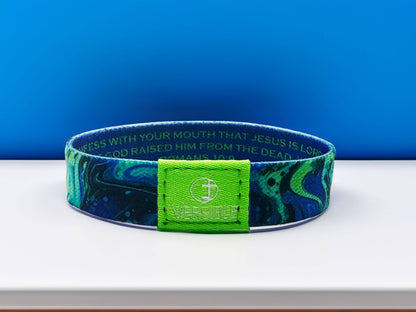 Versible - Cosmic Tide / Romans 10:9 Wristband: Large