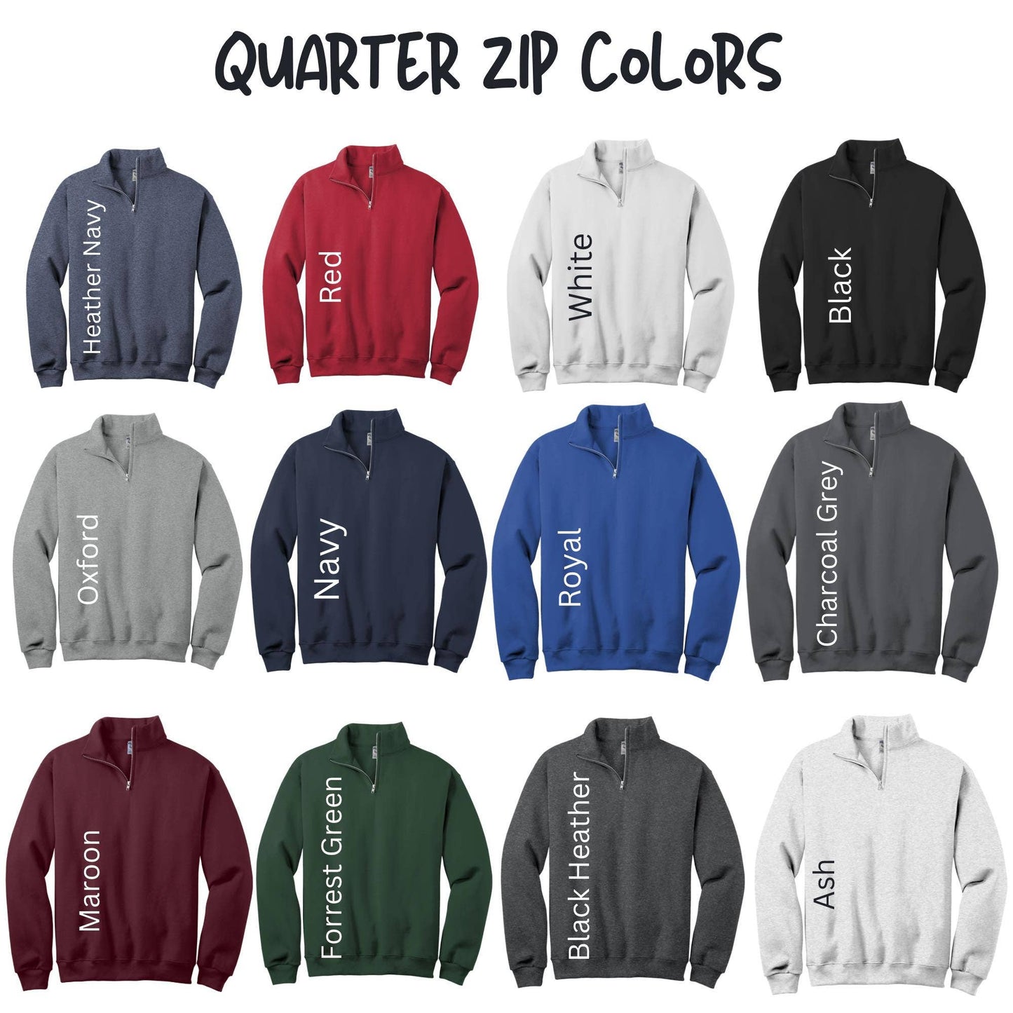 Spirit Quarter Zip Pullovers: Small