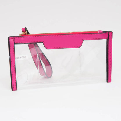 Clear Flap Wristlet Pouch / Clutch Bag: NAVY