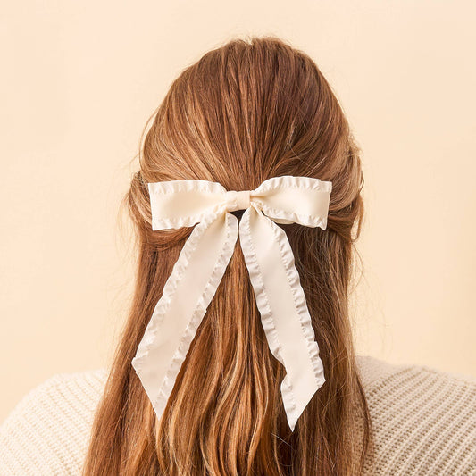 The Darling Effect - Ruffle Hair Bow- Cream