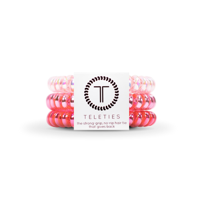 TELETIES - Spiral Hair Coils | Small | Think Pink Hair Ties