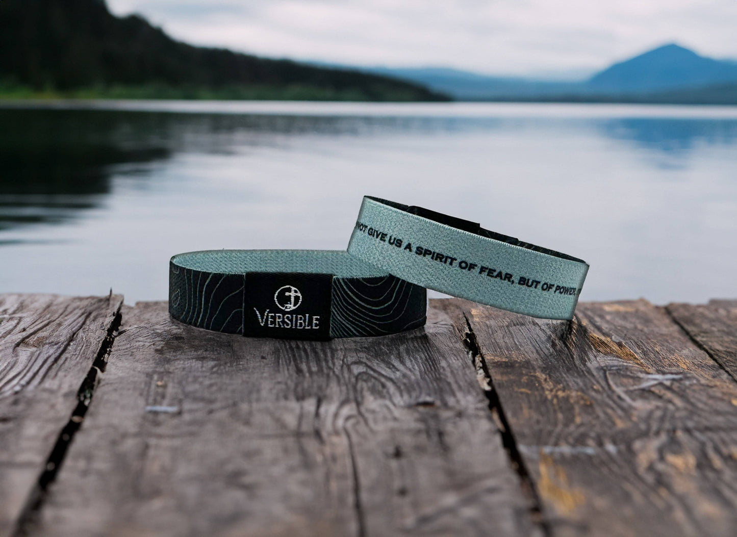 Versible - Black Topography / 2 Timothy 1:7 Wristband: X-Small