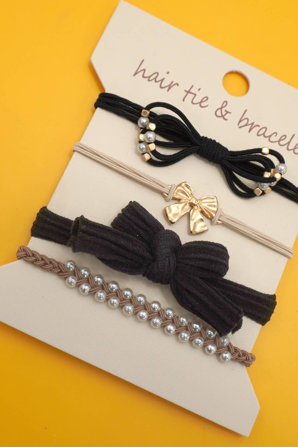 Ivory - JOSSLYN by wall to wall - BOHO DUAL FUNCTION KNOT BRACELET HAIR TIES