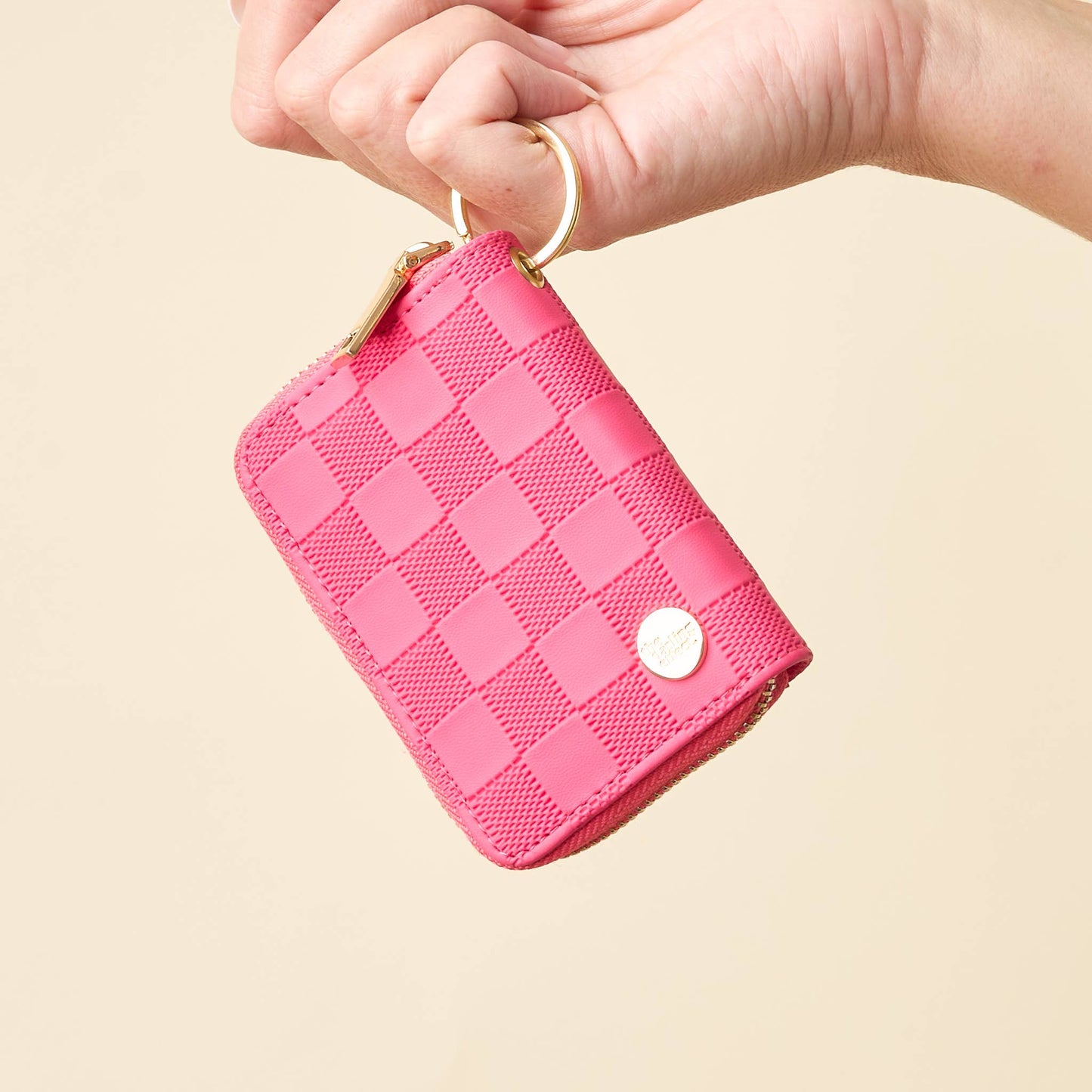 Zip Around Wallet-Hot Pink Check