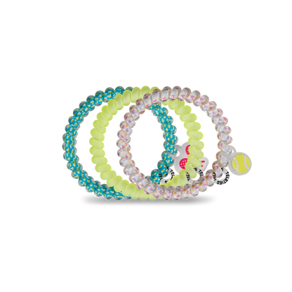 TELETIES - Tennis - Small Spiral Hair Coils, Hair Ties, 3-pack