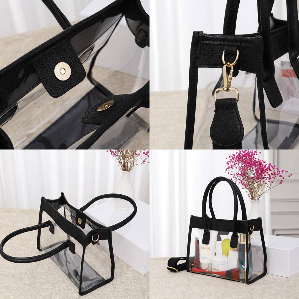 Clear Tote / Crossbody Bag: Royal Blue