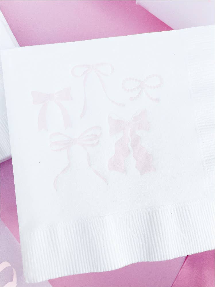 Rock Paper Scissors - Pink Bows Napkins