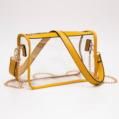Clear Rectangle Crossbody Bag: Red