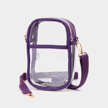 Clear Transparent Rectangle Crossbody Bag: Red