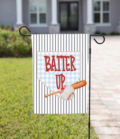 The Navy Knot - Baseball Garden Flag - Baseball Batter Up: 12" x 18" - Double-Sided