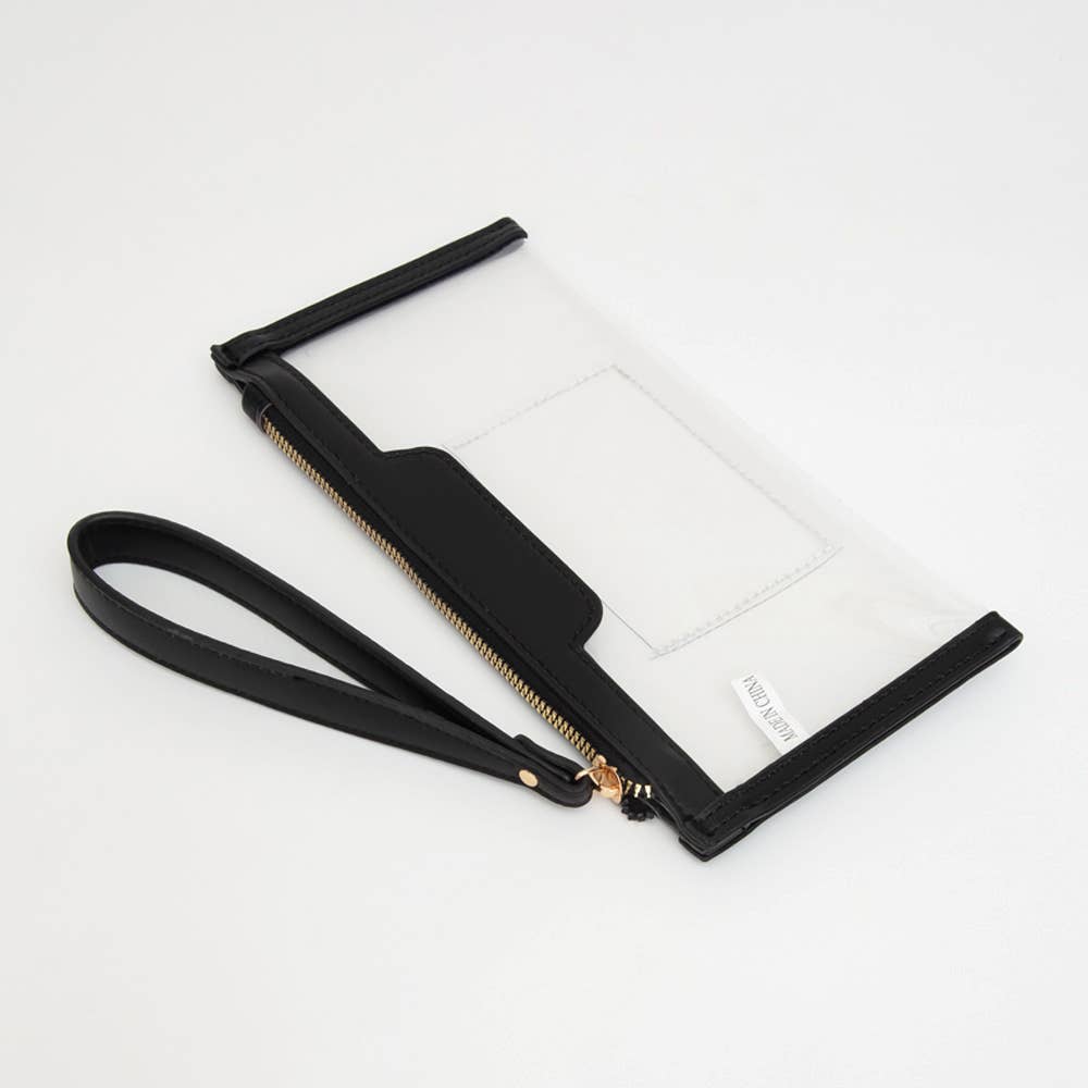 Clear Flap Wristlet Pouch / Clutch Bag: NAVY
