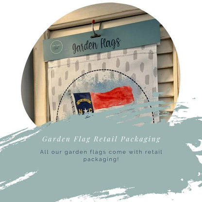 The Navy Knot - Summer Garden Flag - Red Star Blue Bow: 12" x 18" - Double-Sided