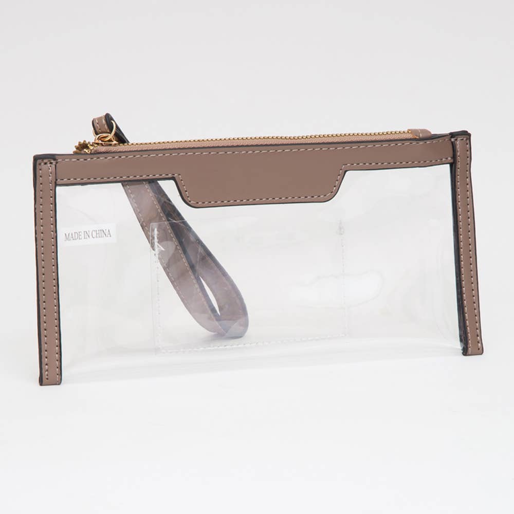 Clear Flap Wristlet Pouch / Clutch Bag: NAVY