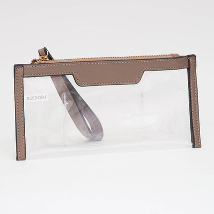 Clear Flap Wristlet Pouch / Clutch Bag: NAVY