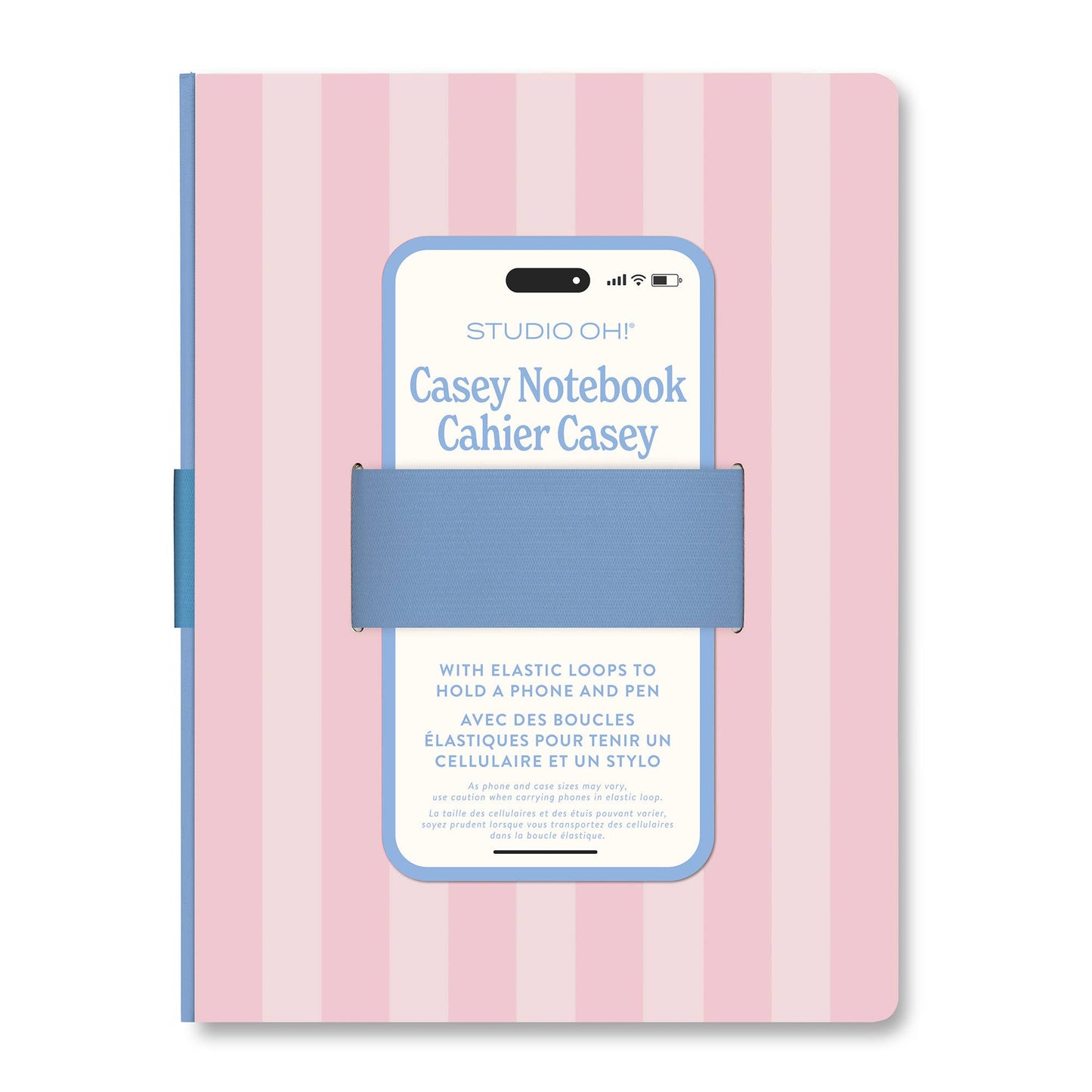 Studio Oh! - Pink Stripes Casey Notebook with Phone Loop