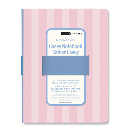 Studio Oh! - Pink Stripes Casey Notebook with Phone Loop