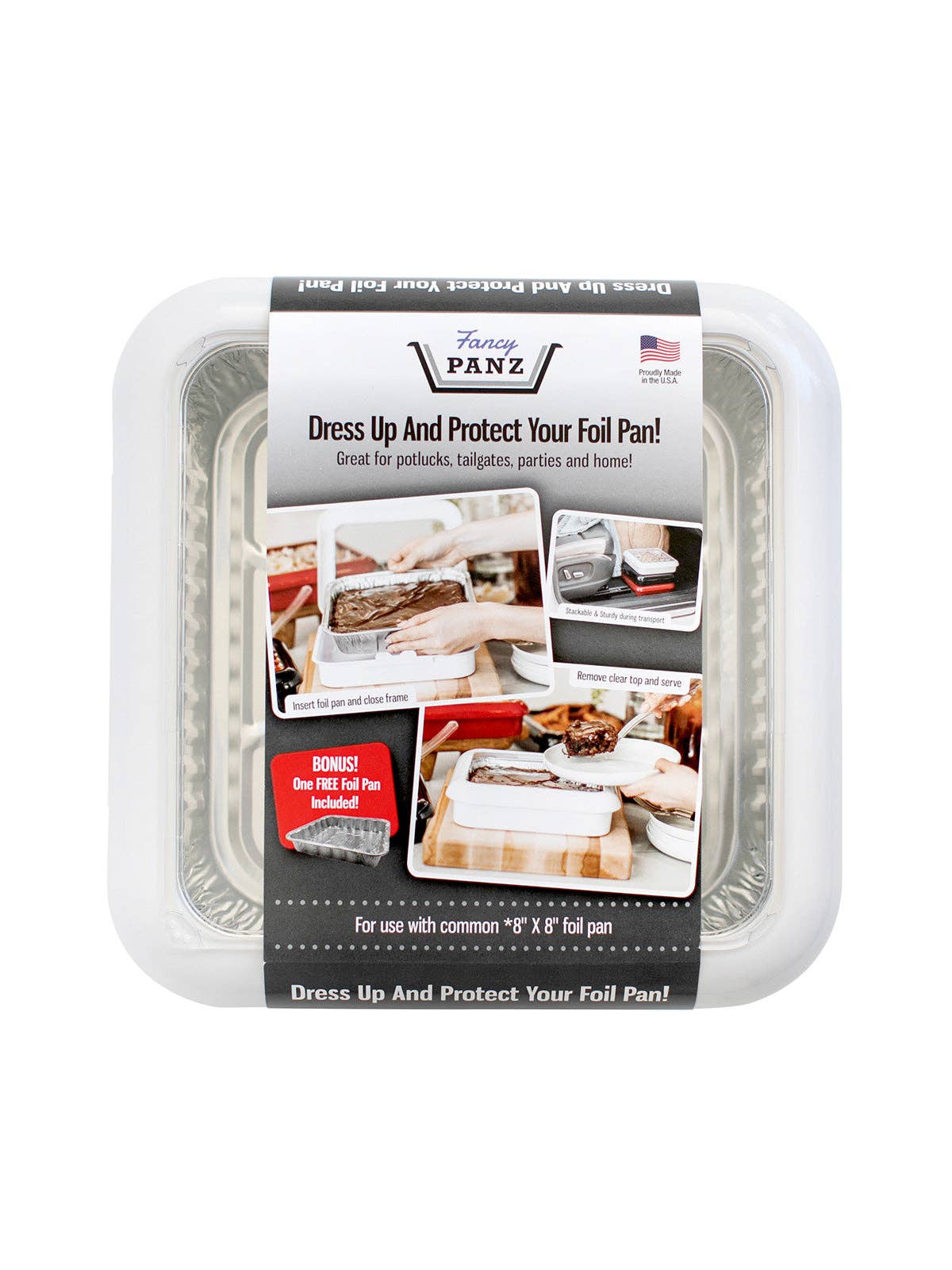 Fancy Panz - Square Set - 8x8 Pan Frame w/ Lid & Serving Spoon - White