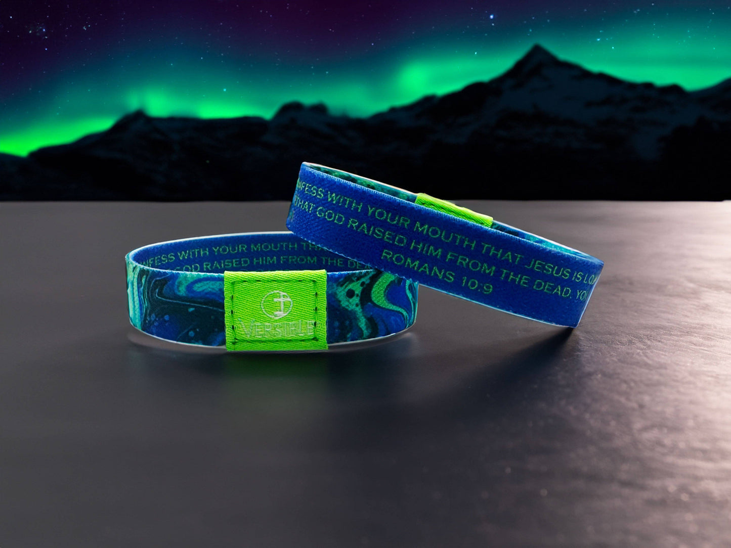 Versible - Cosmic Tide / Romans 10:9 Wristband: Large