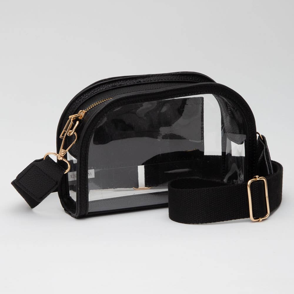 Crossbody Camera Bag: Clear,Orange