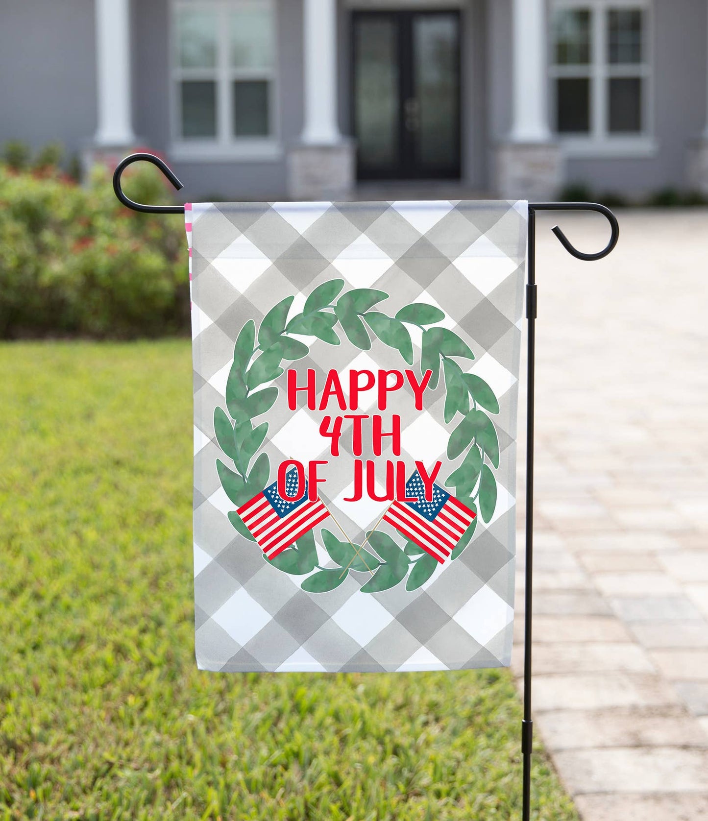 The Navy Knot - July 4th Garden Flag - Patriotic Wreath: 12" x 18" - Double-Sided