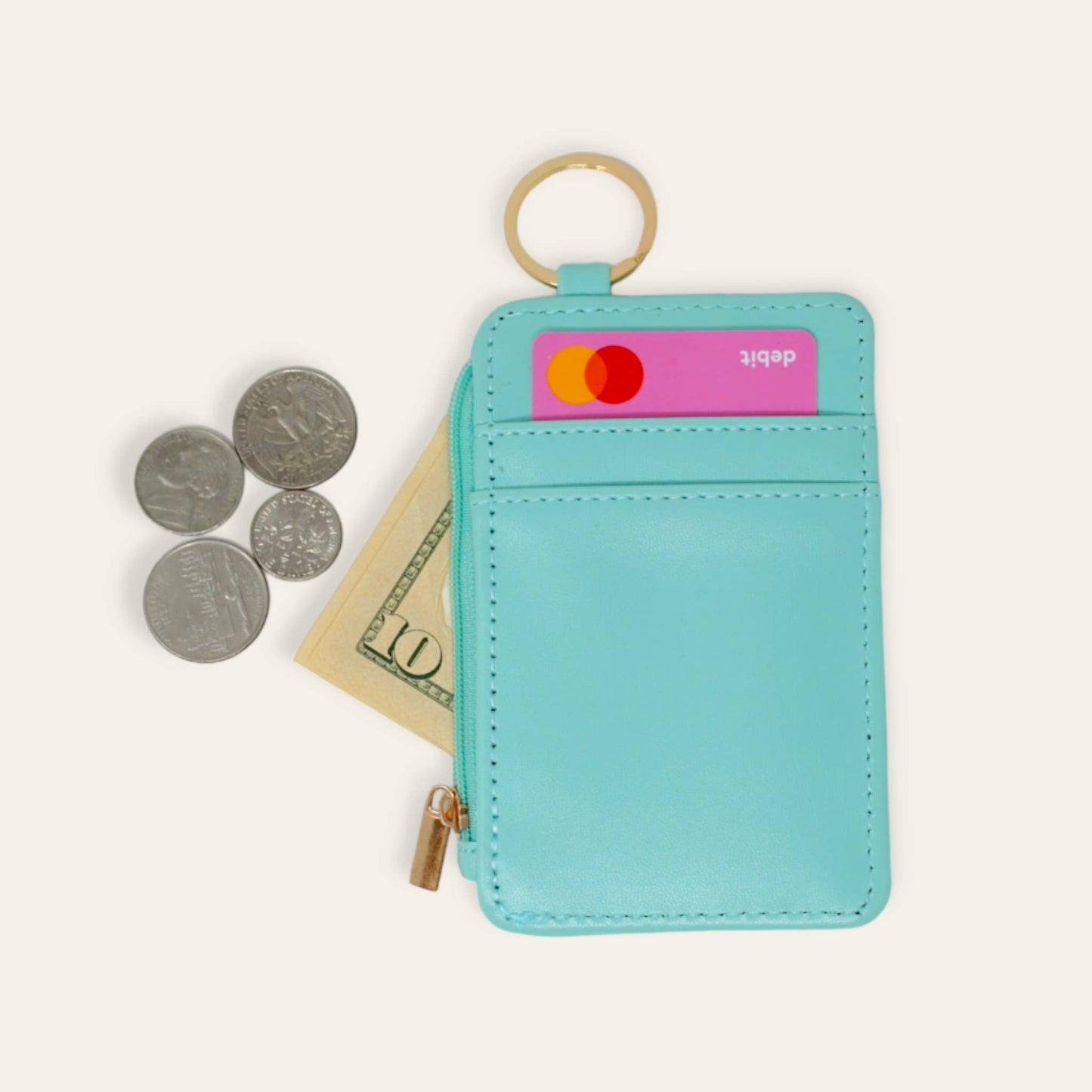 The Darling Effect - Solid Keychain Card Wallet - Aqua