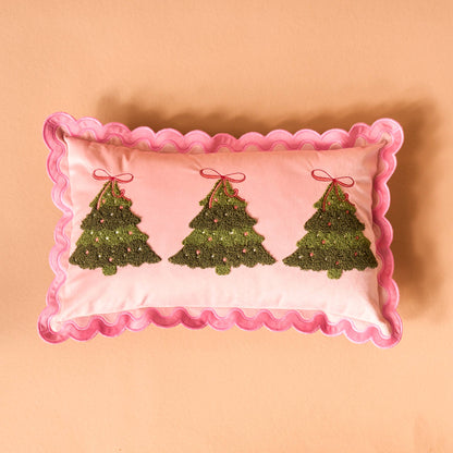 The Darling Effect - Scalloped Rectangle Throw Pillow-Twinkling Trees