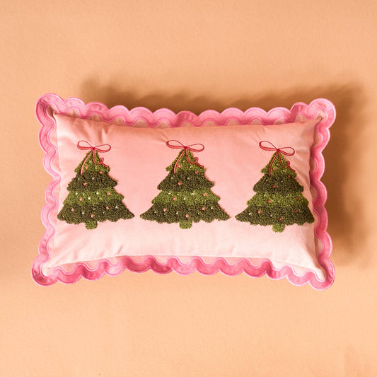 The Darling Effect - Scalloped Rectangle Throw Pillow-Twinkling Trees