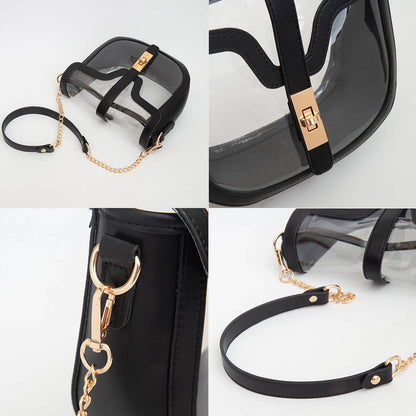Clear Transparent Saddle Bag: Red