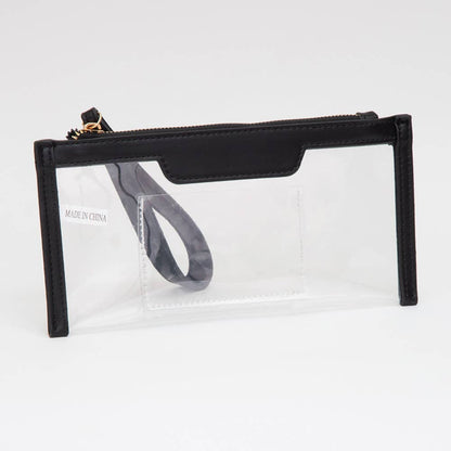 Clear Flap Wristlet Pouch / Clutch Bag: NAVY