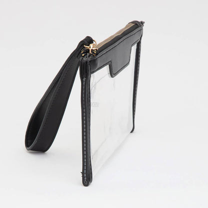 Clear Flap Wristlet Pouch / Clutch Bag: NAVY
