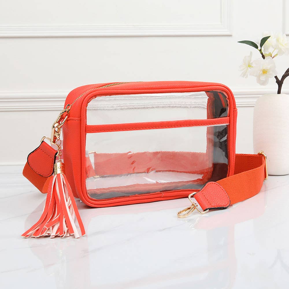 Transparent Rectangular Crossbody Bag: Clear,Navy