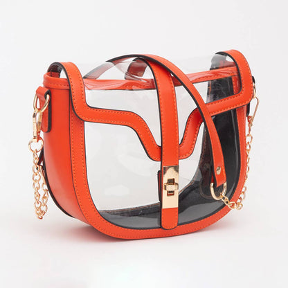 Clear Transparent Saddle Bag: Red