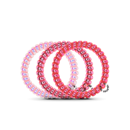 TELETIES - Spiral Hair Coils | Small | Think Pink Hair Ties