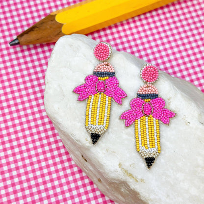 Prep Obsessed Wholesale - Beaded Pencil Dangle Earrings