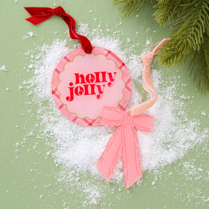 The Darling Effect - Holiday Tree Ornament-Pink Ruffle Bow Shape