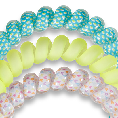 TELETIES - Tennis - Large Spiral Hair Coils, Hair Ties, 3-pack