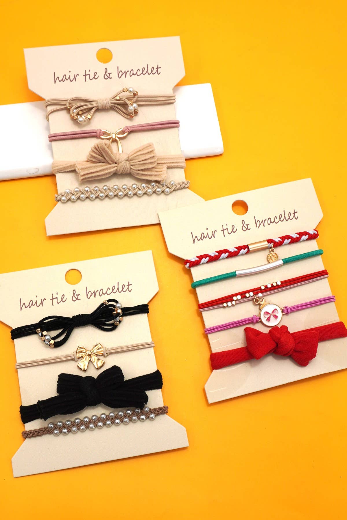 Ivory - JOSSLYN by wall to wall - BOHO DUAL FUNCTION KNOT BRACELET HAIR TIES