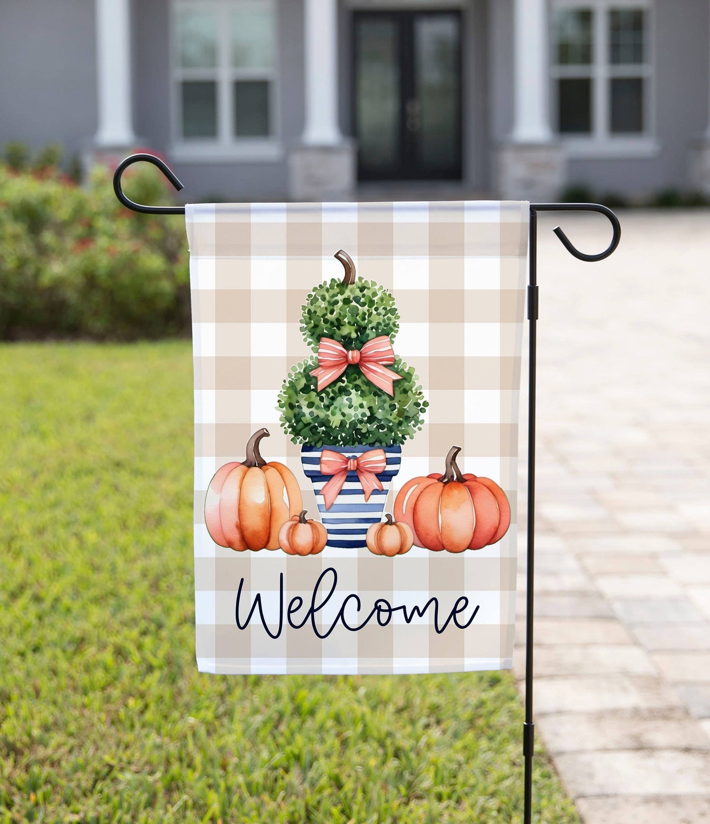 The Navy Knot - Pumpkin Topiary Garden Flag: 12" x 18" - Single-Sided
