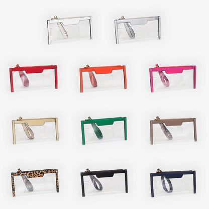 Clear Flap Wristlet Pouch / Clutch Bag: NAVY