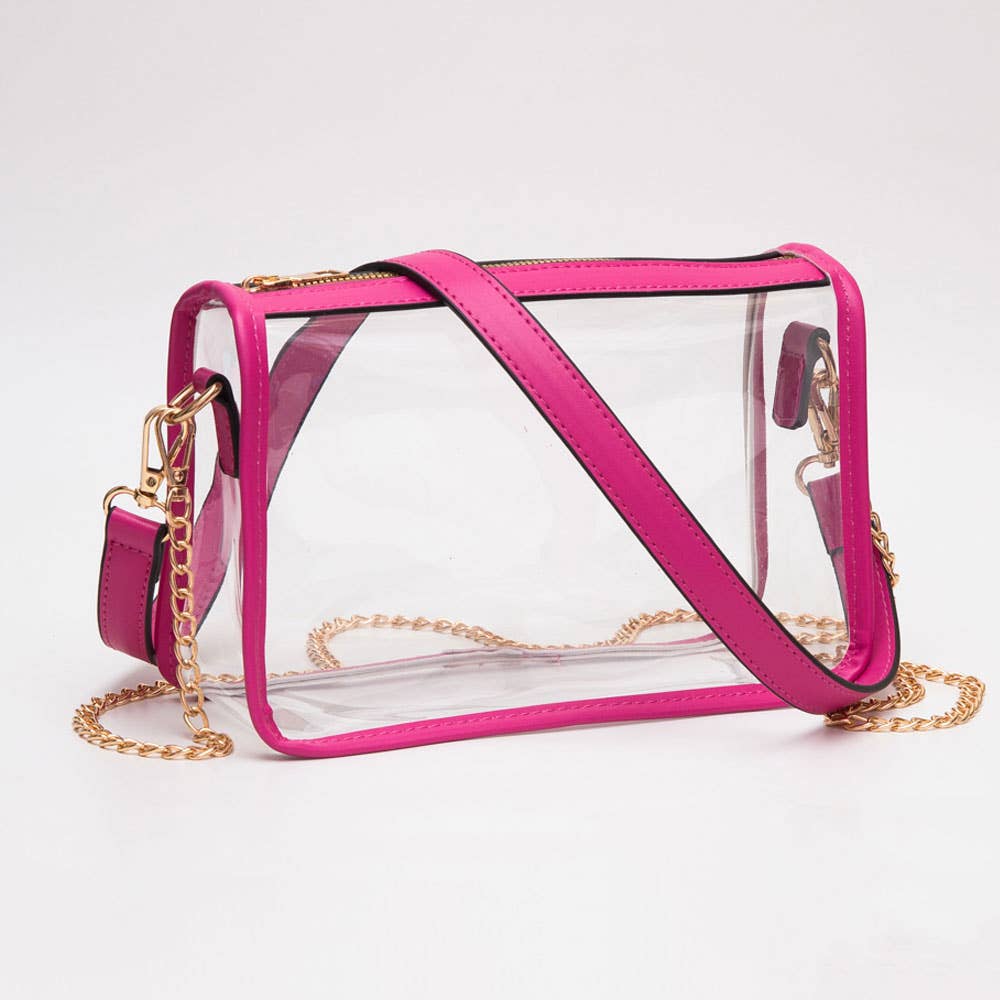 Clear Rectangle Crossbody Bag: Red