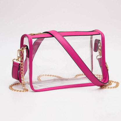 Clear Rectangle Crossbody Bag: Red