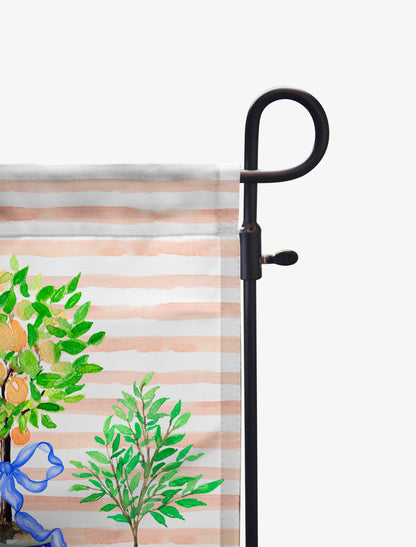 The Navy Knot - Spring Garden Flag - Pink & Blue Ginger Jar: 12" x 18" - Single-Sided