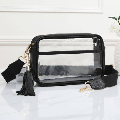 Transparent Rectangular Crossbody Bag: Clear,Navy