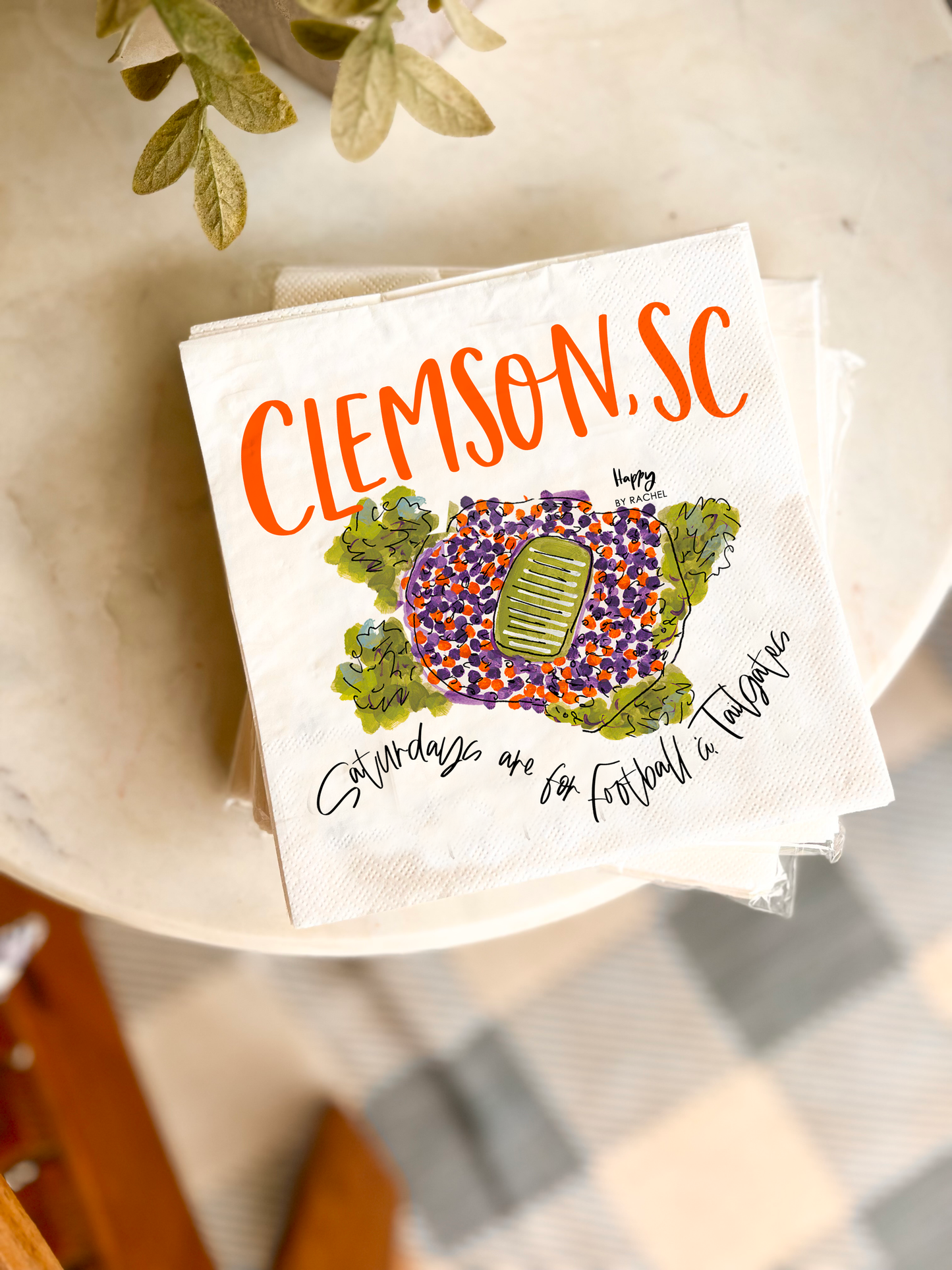 Happy By Rachel, LLC - Clemson, SC Tailgate Napkins-20/pack-Lunch Size-Full Color